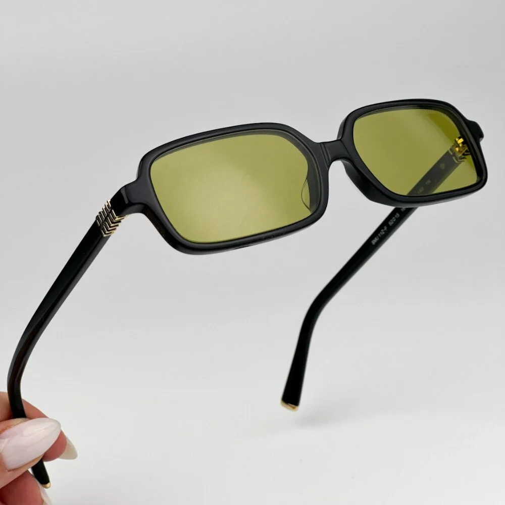 Miu Miu MU11ZSF 16K07O BRAND NEW Sunglasses Black Olive Green Rectangle Unisex